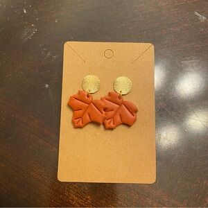 Orange Maple Leaf Earrings